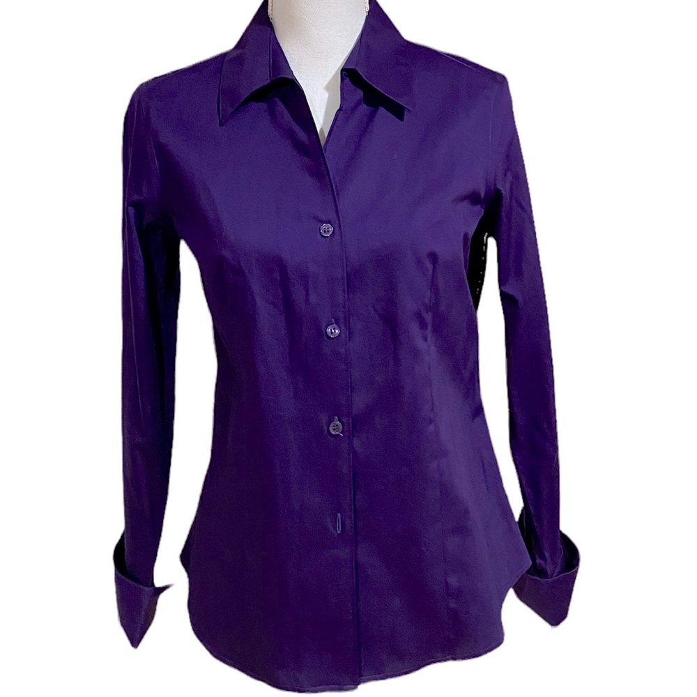 NWT Calvin Klein Non Iron  Button Down Dress Shirt, Purple Size 4 Turn Up Cuffs